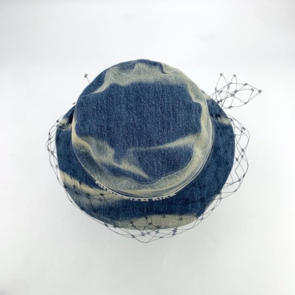 Christian Dior Tie-Dyed Cotton Fishermans Hat W/Mesh Detail Blue Logo Embroidery - Picture 6 of 9